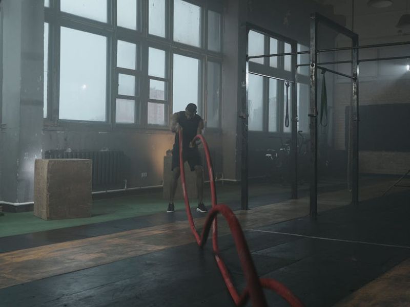 Athletic person in motion during functional training session